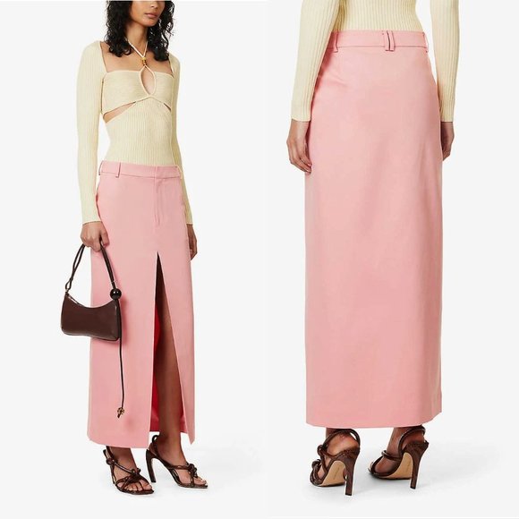 SIR. the label Giacomo Front Split Midi SKIRT Size 4 XL Pink Pockets NEW $550 - Picture 3 of 15
